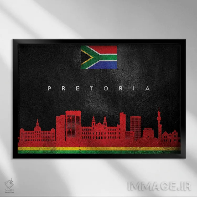 تابلو خط افق پرتوریا، آفریقای جنوبی اثر آدریان بالدُوینو - نمای قابدار مشکی