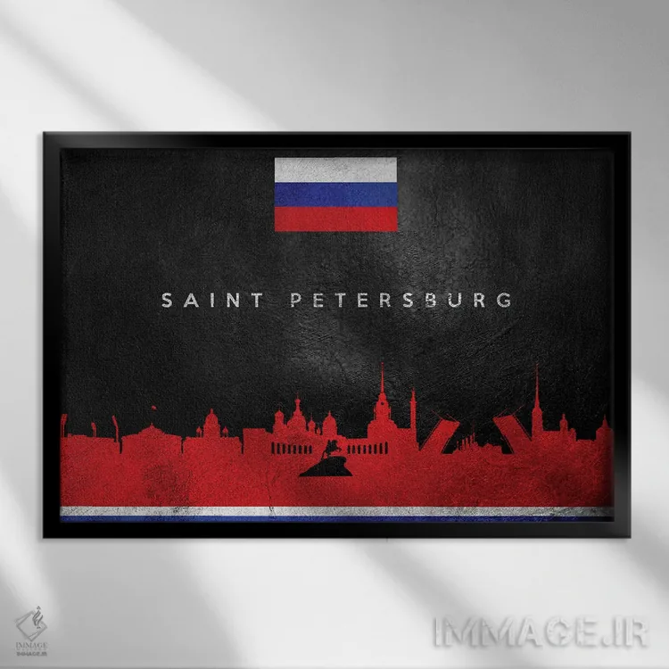 تابلو خط افق سن پترزبورگ، روسیه؛ نسخه ۲ اثر آدریان بالدُوینو - نمای قابدار مشکی