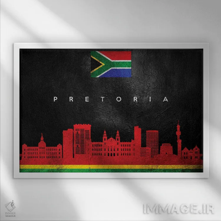 تابلو خط افق پرتوریا، آفریقای جنوبی اثر آدریان بالدُوینو - نمای قابدار سفید