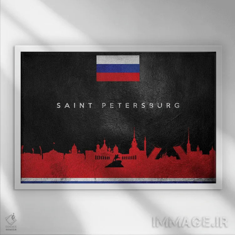 تابلو خط افق سن پترزبورگ، روسیه؛ نسخه ۲ اثر آدریان بالدُوینو - نمای قابدار سفید