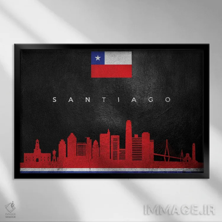 تابلو خط افق سانتیاگو، شیلی اثر آدریان بالدُوینو - نمای قابدار مشکی