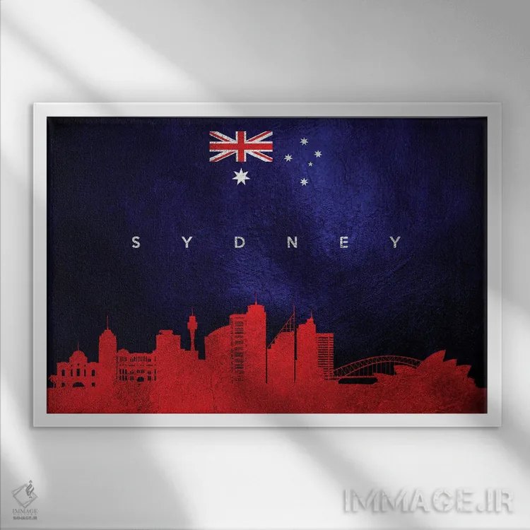 تابلو خط افق سیدنی، استرالیا اثر آدریان بالدُوینو - نمای قابدار سفید