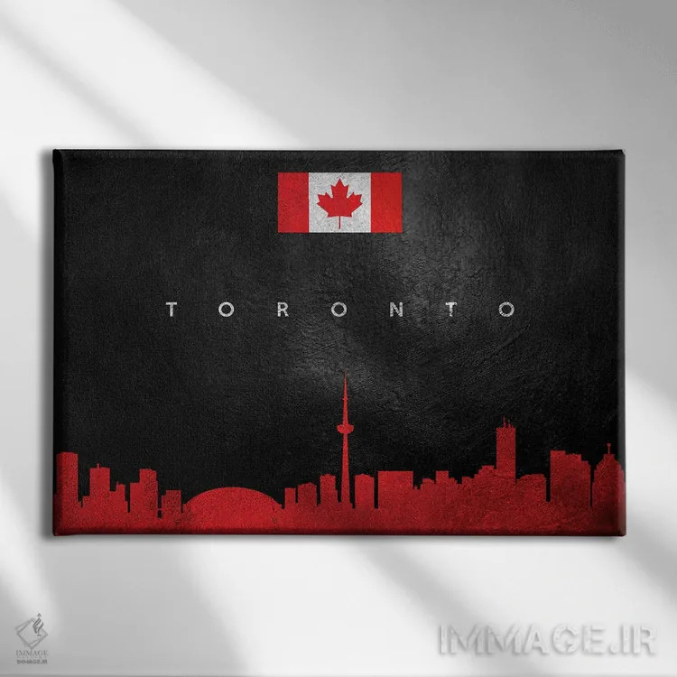 تابلو خط افق تورنتو کانادا اثر آدریان بالدُوینو - نمای روبهرو روی دیوار