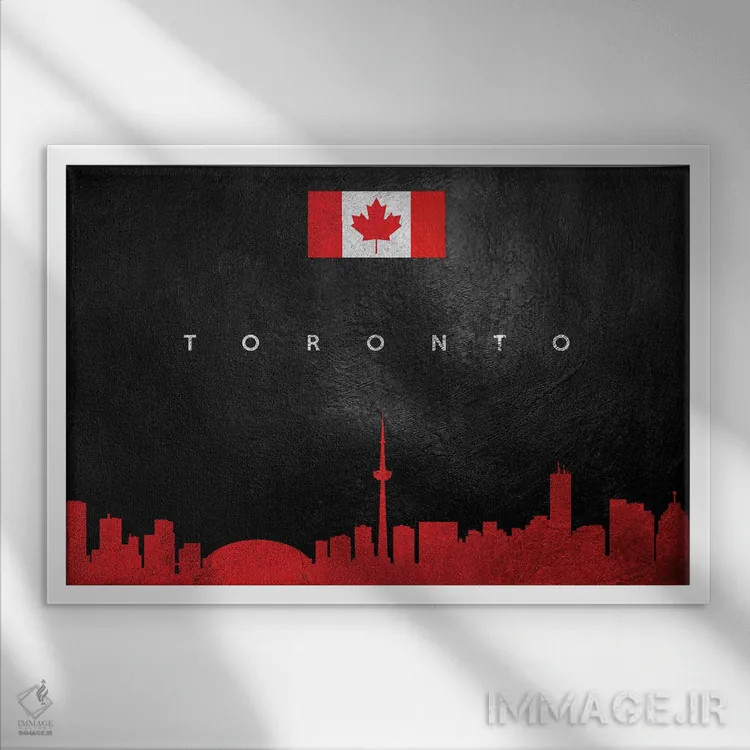 تابلو خط افق تورنتو کانادا اثر آدریان بالدُوینو - نمای قابدار سفید