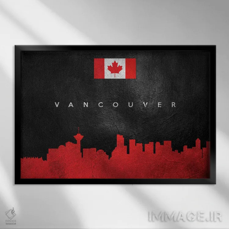 تابلو خط افق ونکوور کانادا اثر آدریان بالدُوینو - نمای قابدار مشکی
