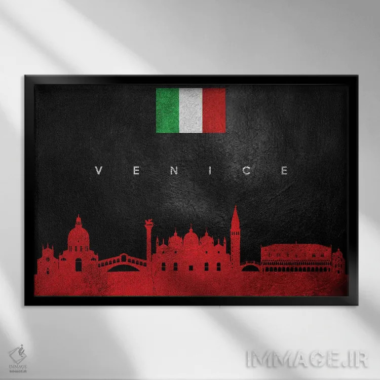 تابلو خط افق ونیز ایتالیا اثر آدریان بالدُوینو - نمای قابدار مشکی