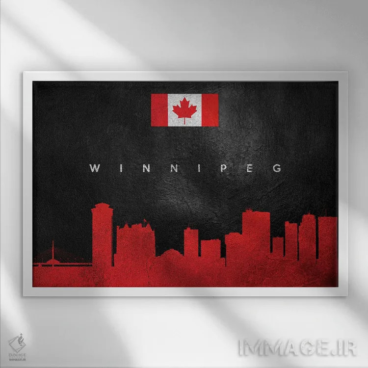 تابلو خط افق وینیپگ کانادا اثر آدریان بالدُوینو - نمای قابدار سفید