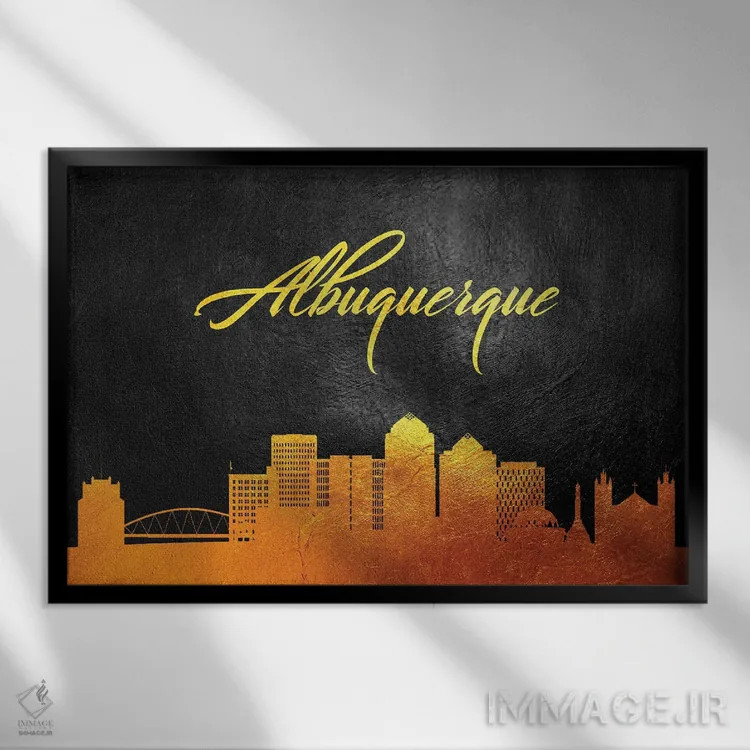 تابلو خط افق طلایی آلبوکرکی نیومکزیکو اثر آدریان بالدُوینو - نمای قابدار مشکی
