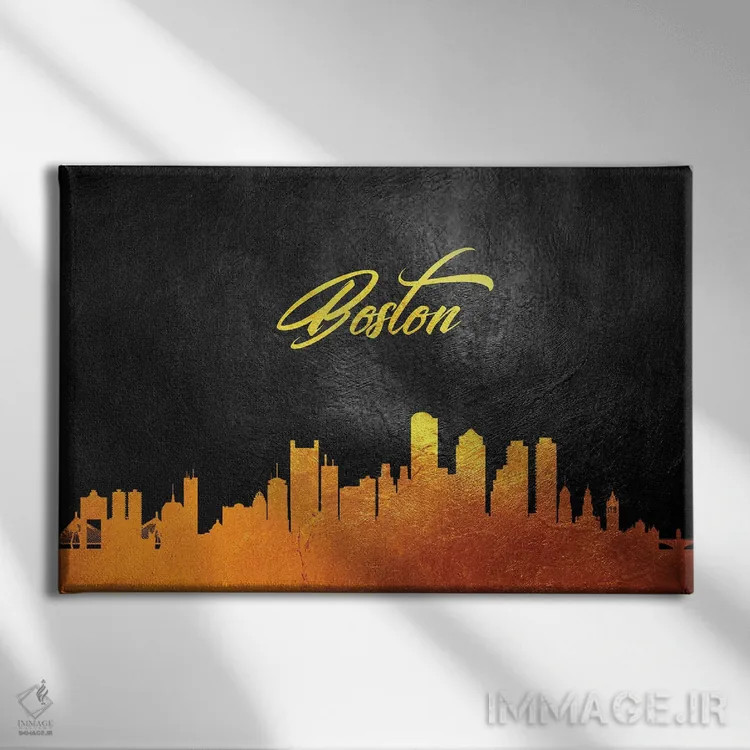 تابلو خط افق طلایی بوستون ماساچوست اثر آدریان بالدُوینو - نمای روبهرو روی دیوار