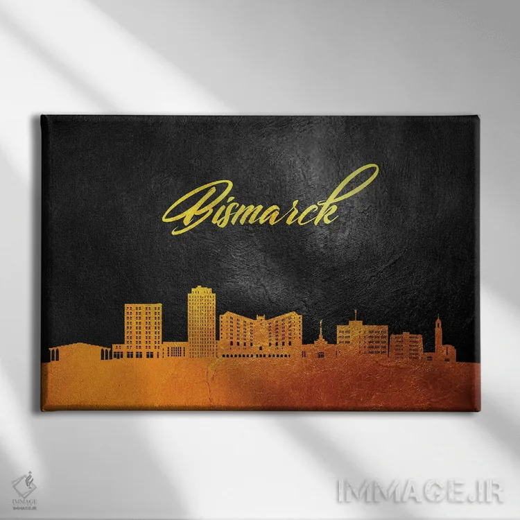 تابلو خط افق طلایی بیزمارک داکوتای شمالی اثر آدریان بالدُوینو - نمای روبهرو روی دیوار