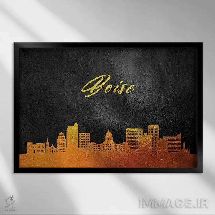 تابلو خط افق طلایی بویسی آیداهو اثر آدریان بالدُوینو - نمای قابدار مشکی