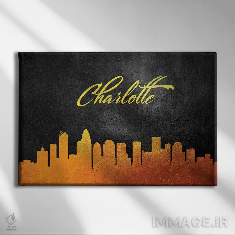 تابلو خط افق طلایی شارلوت کارولینای شمالی اثر آدریان بالدُوینو - نمای روبهرو روی دیوار