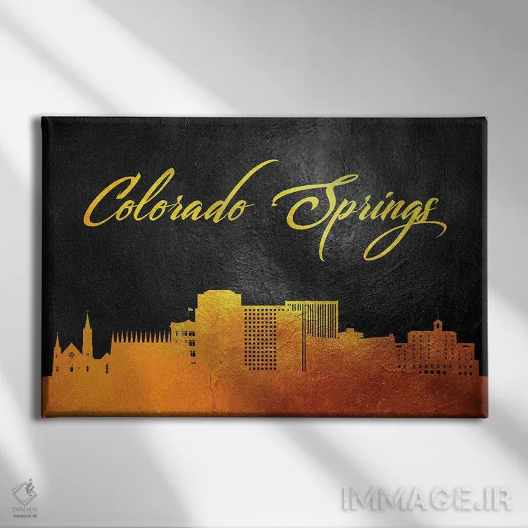 تابلو خط افق طلایی کلرادو اسپرینگز اثر آدریان بالدُوینو - نمای روبهرو روی دیوار