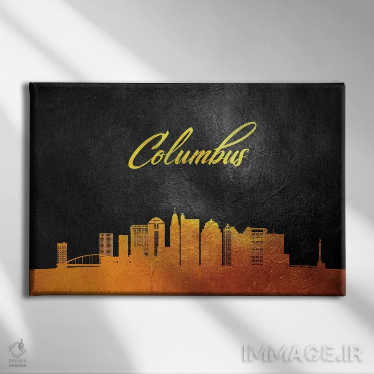تابلو خط افق طلایی کلمبوس اوهایو اثر آدریان بالدُوینو - نمای روبهرو روی دیوار