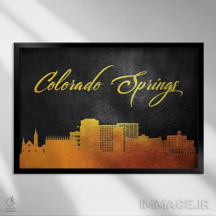 تابلو خط افق طلایی کلرادو اسپرینگز اثر آدریان بالدُوینو - نمای قابدار مشکی