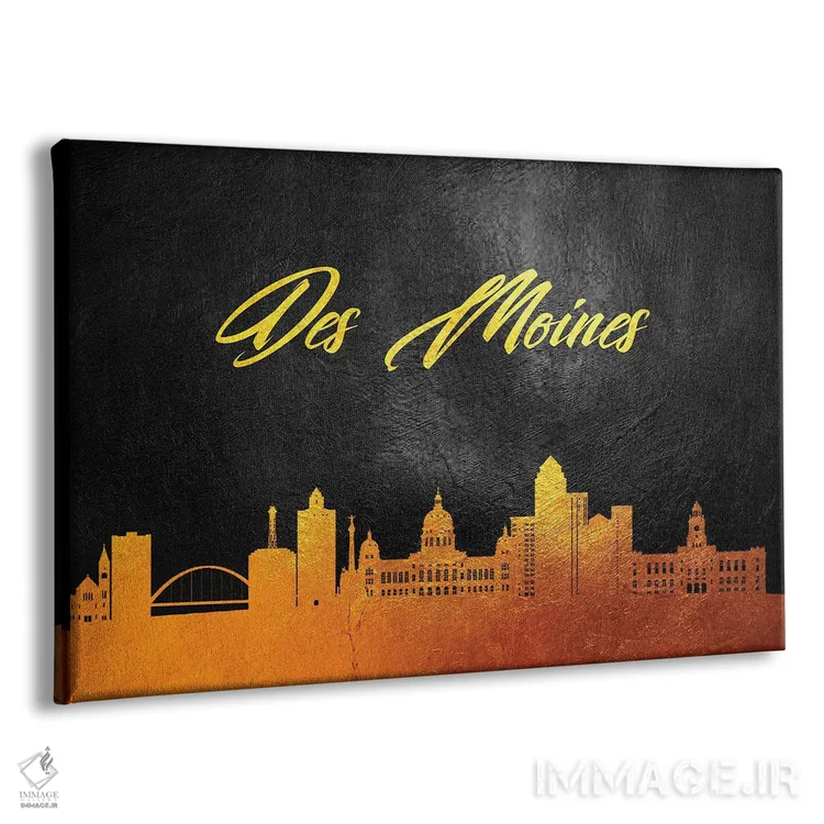 تابلو خط افق طلایی دموین آیووا اثر آدریان بالدُوینو - نمای پرسپکتیو محصول