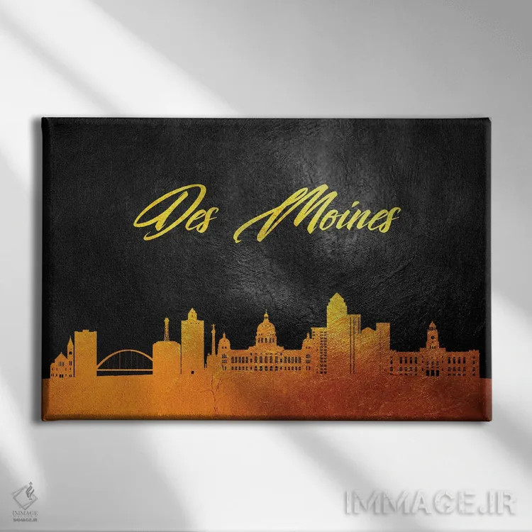 تابلو خط افق طلایی دموین آیووا اثر آدریان بالدُوینو - نمای روبهرو روی دیوار