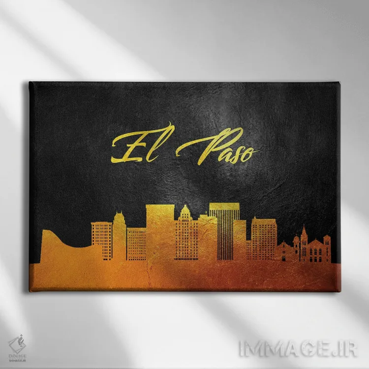 تابلو خط افق طلایی ال پاسو تگزاس اثر آدریان بالدُوینو - نمای روبهرو روی دیوار