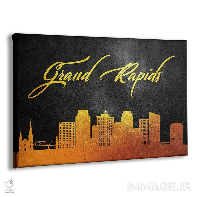 تابلو خط افق طلایی گرند رپیدز میشیگان اثر آدریان بالدُوینو - نمای پرسپکتیو محصول