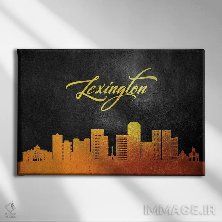 تابلو خط افق طلایی لکسینگتون کنتاکی اثر آدریان بالدُوینو - نمای روبهرو روی دیوار
