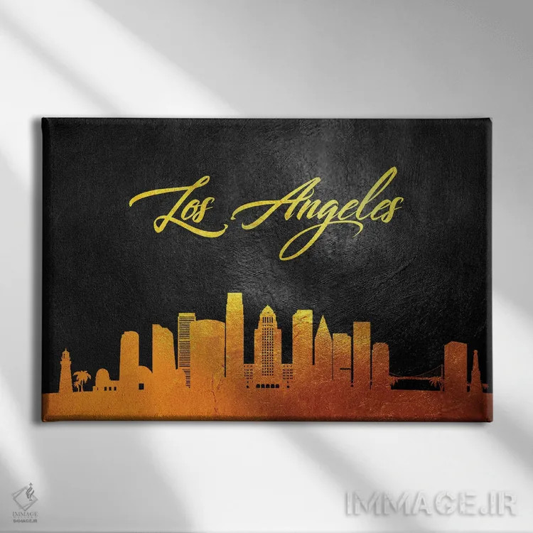 تابلو خط افق طلایی لس آنجلس کالیفرنیا اثر آدریان بالدُوینو - نمای روبهرو روی دیوار