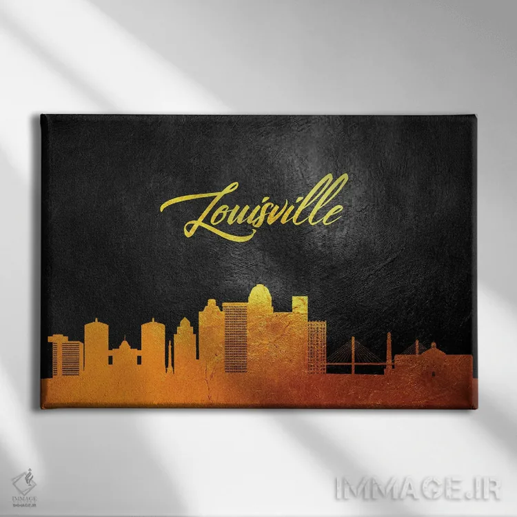 تابلو خط افق طلایی لوئیزویل کنتاکی اثر آدریان بالدُوینو - نمای روبهرو روی دیوار