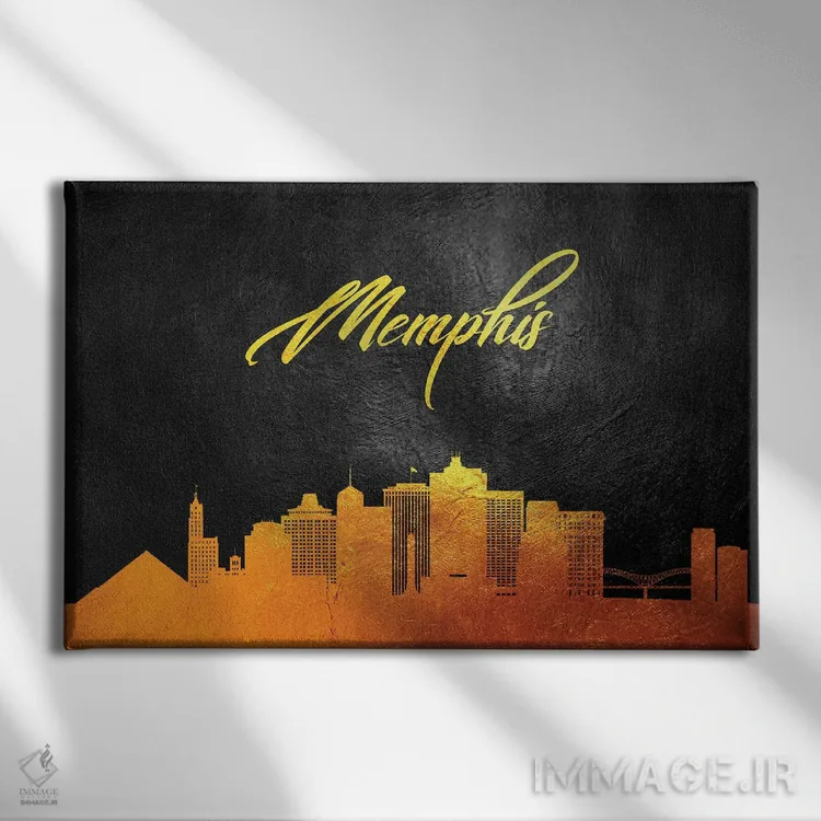 تابلو خط افق طلایی ممفیس تنسی اثر آدریان بالدُوینو - نمای روبهرو روی دیوار