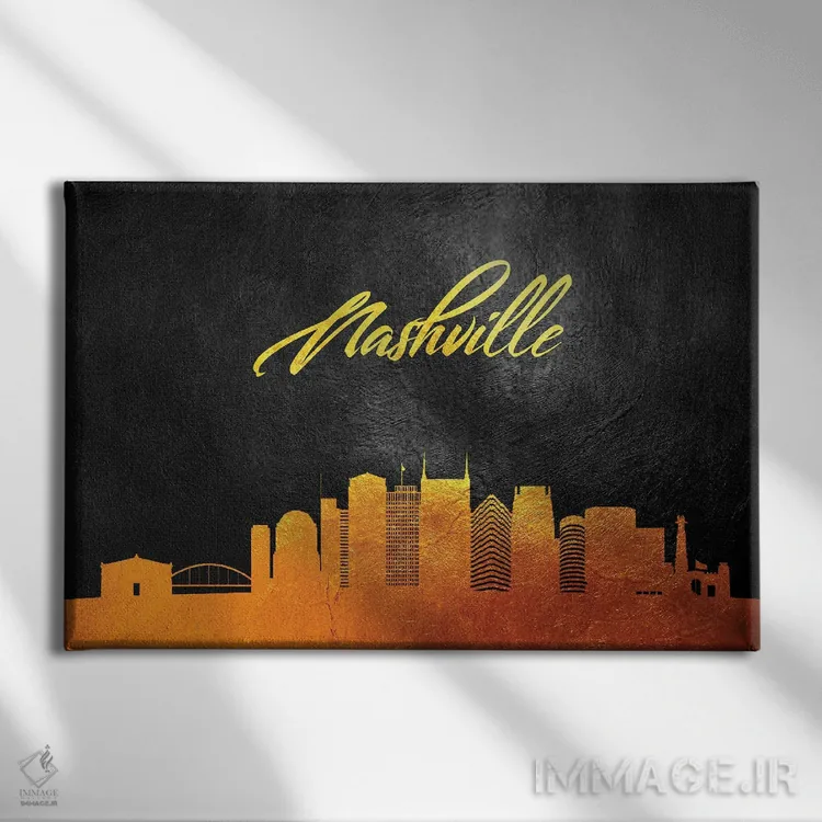 تابلو خط افق طلایی نشویل تنسی اثر آدریان بالدُوینو - نمای روبهرو روی دیوار