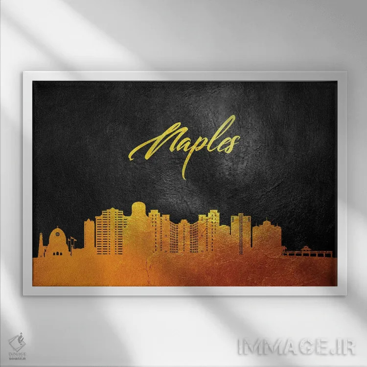 تابلو خط افق طلایی نپلز فلوریدا اثر آدریان بالدُوینو - نمای قابدار سفید