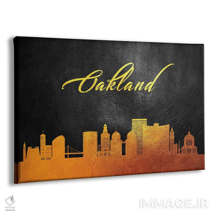 تابلو خط افق طلایی اوکلند کالیفرنیا اثر آدریان بالدُوینو - نمای پرسپکتیو محصول