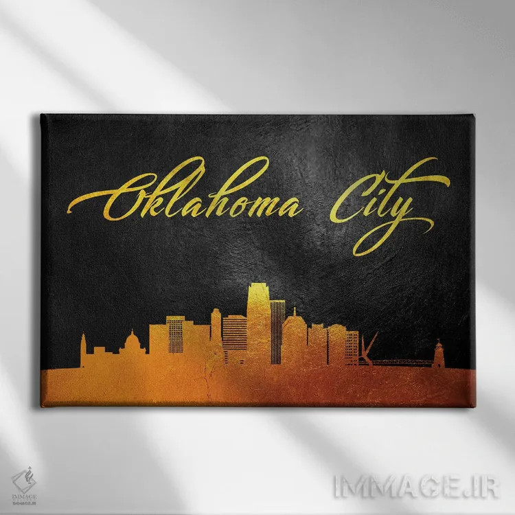 تابلو خط افق اوکلاهما سیتی اثر آدریان بالدُوینو - نمای روبهرو روی دیوار