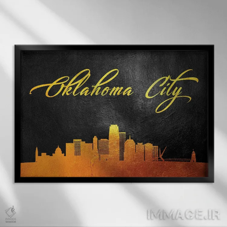 تابلو خط افق اوکلاهما سیتی اثر آدریان بالدُوینو - نمای قابدار مشکی