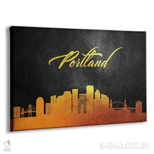 تابلو خط افق طلایی پورتلند اورگن اثر آدریان بالدُوینو - نمای پرسپکتیو محصول