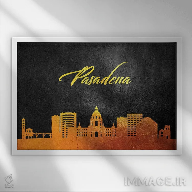 تابلو خط افق طلایی پاسادنا کالیفرنیا اثر آدریان بالدُوینو - نمای قابدار سفید