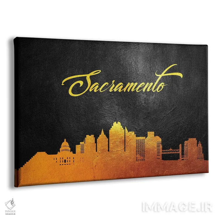 تابلو خط افق طلایی ساکرامنتو کالیفرنیا اثر آدریان بالدُوینو - نمای پرسپکتیو محصول