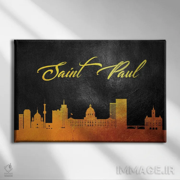 تابلو خط افق طلایی سنت پل مینهسوتا اثر آدریان بالدُوینو - نمای روبهرو روی دیوار