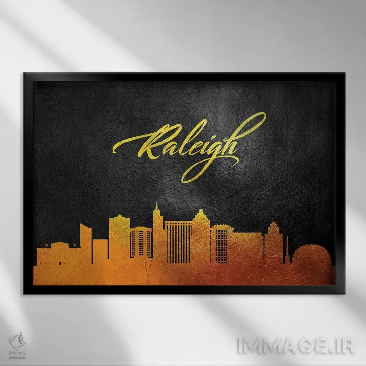 تابلو خط افق طلایی رالی کارولینای شمالی اثر آدریان بالدُوینو - نمای قابدار مشکی