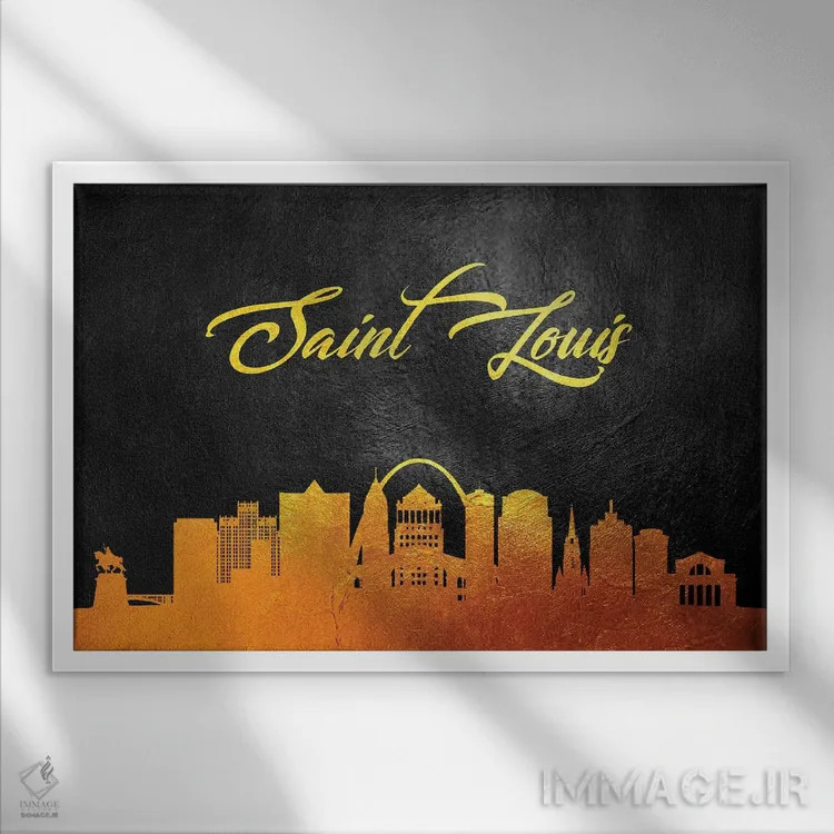 تابلو خط افق طلایی سنت لوئیس میزوری اثر آدریان بالدُوینو - نمای قابدار سفید