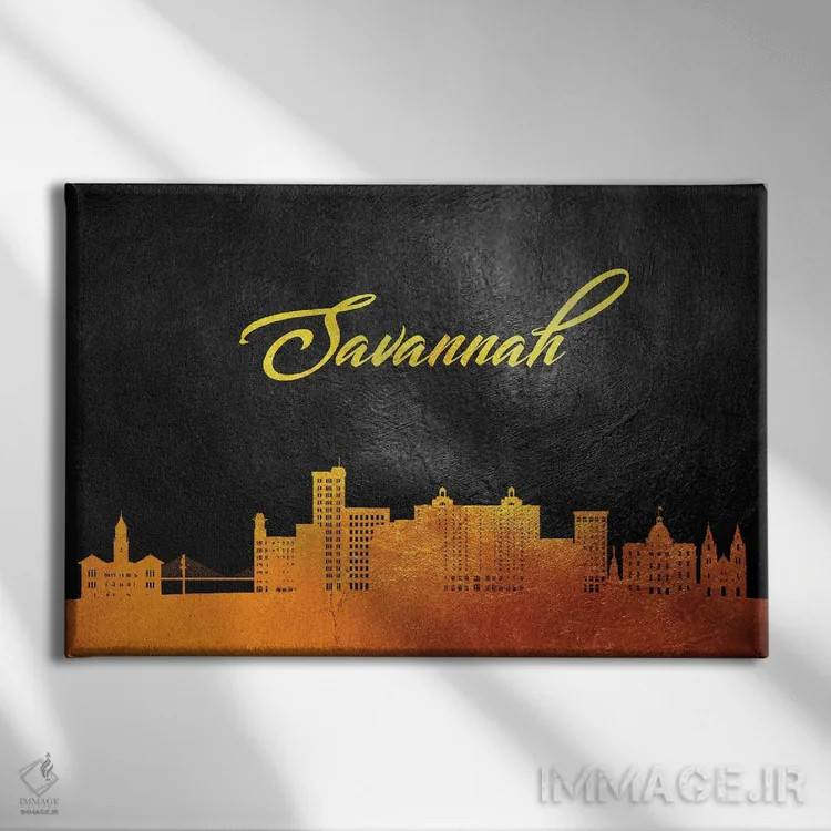 تابلو خط افق طلایی ساوانا جورجیا اثر آدریان بالدُوینو - نمای روبهرو روی دیوار