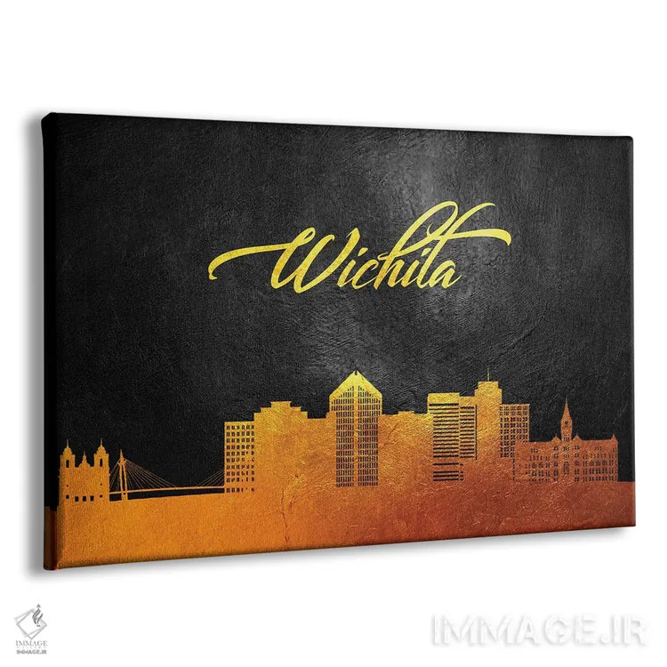 تابلو خط افق طلایی ویچیتا کانزاس اثر آدریان بالدُوینو - نمای پرسپکتیو محصول