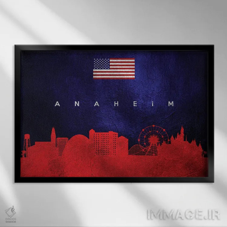 تابلو خط افق آناهیم کالیفرنیا اثر آدریان بالدُوینو - نمای قابدار مشکی