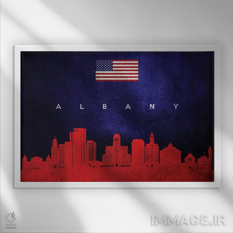 تابلو خط افق آلبانی نیویورک اثر آدریان بالدُوینو - نمای قابدار سفید