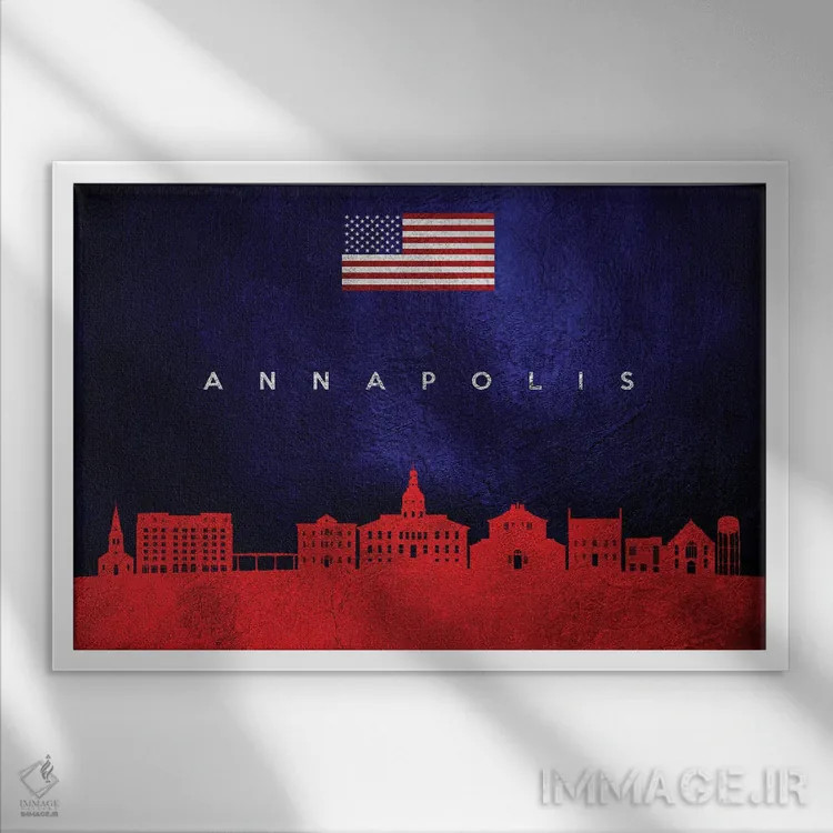 تابلو خط افق آناپولیس مریلند اثر آدریان بالدُوینو - نمای قابدار سفید