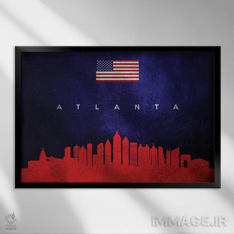 تابلو خط افق آتلانتا جورجیا اثر آدریان بالدُوینو - نمای قابدار مشکی