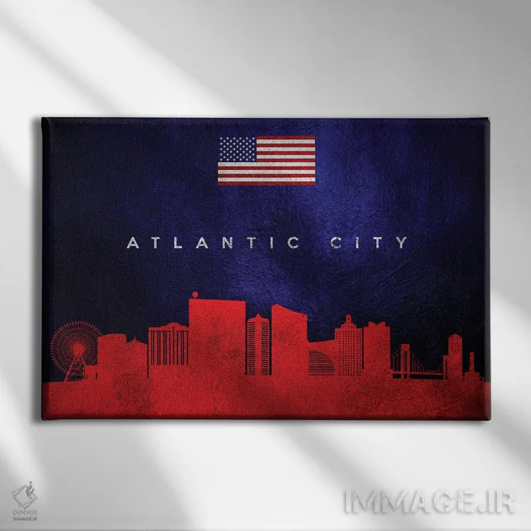 تابلو خط افق آتلانتیک سیتی نیوجرسی اثر آدریان بالدُوینو - نمای روبهرو روی دیوار