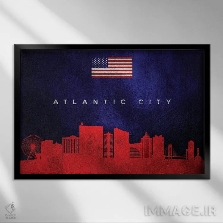 تابلو خط افق آتلانتیک سیتی نیوجرسی اثر آدریان بالدُوینو - نمای قابدار مشکی