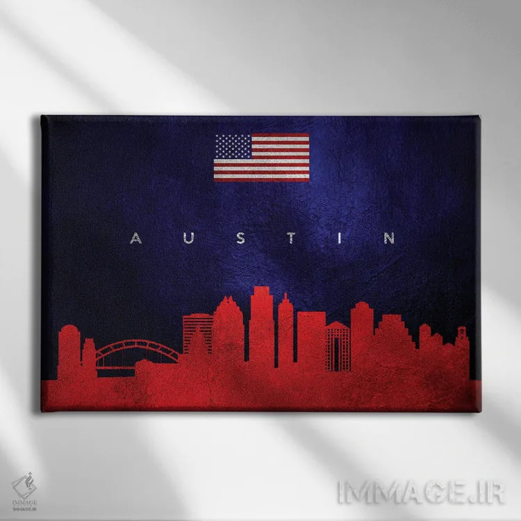 تابلو خط افق آستین تگزاس اثر آدریان بالدُوینو - نمای روبهرو روی دیوار