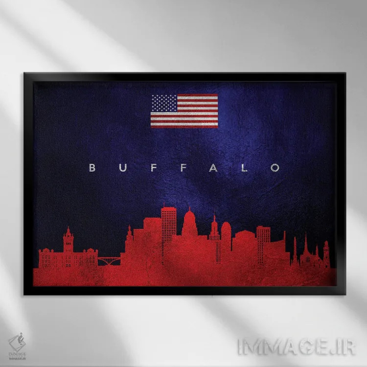 تابلو خط افق بوفالو نیویورک اثر آدریان بالدُوینو - نمای قابدار مشکی