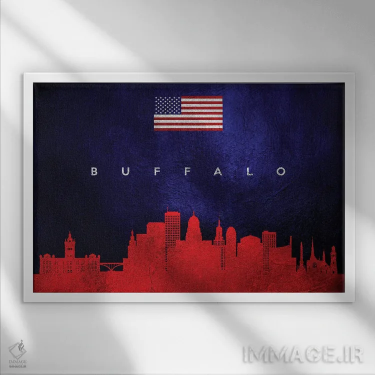 تابلو خط افق بوفالو نیویورک اثر آدریان بالدُوینو - نمای قابدار سفید