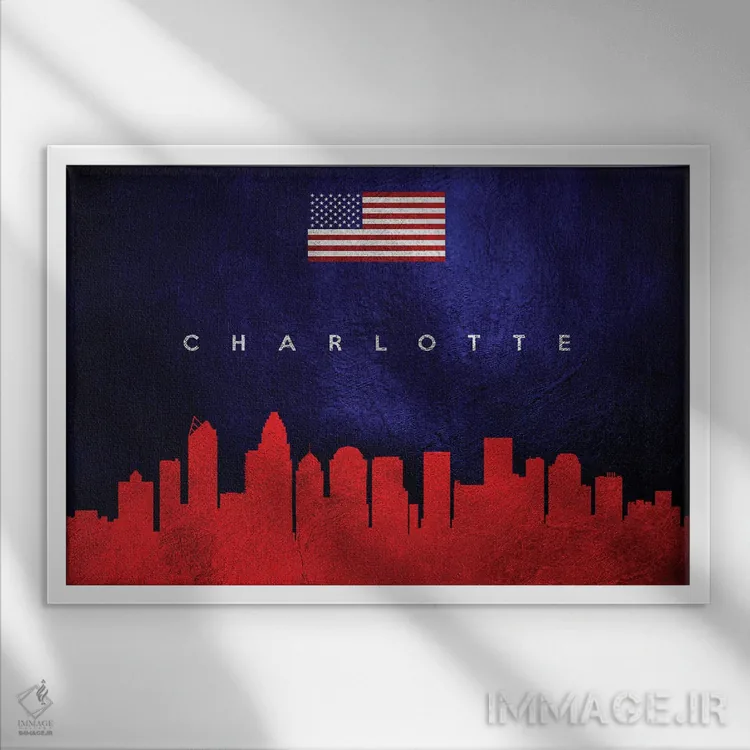 تابلو خط افق شارلوت کارولینای شمالی اثر آدریان بالدُوینو - نمای قابدار سفید